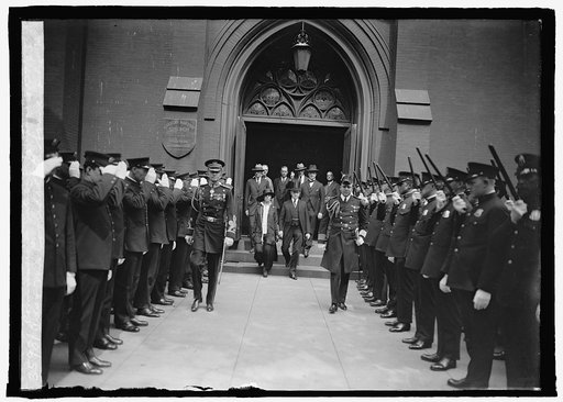 Pres. & Mrs. Coolidge at funeral of Commissioner James F. Oyster, 5/21/25