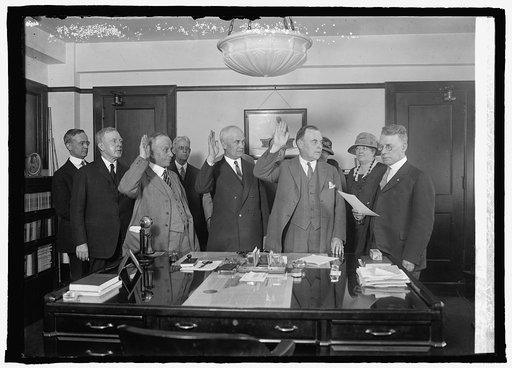 Swearing in of H.E. Hull, Robe Carl White & W.W. Husband, Dept. of Labor, 5/15/25