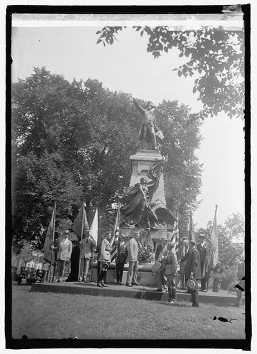 Dwight Davis with Sons of Revolution at Rochambeau statue, [7/1/25