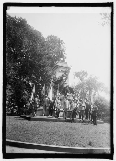Dwight Davis with Sons of Revolution at Rochambeau statue, [7/1/25