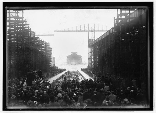 Launching the Mississippi, Newport News, Va. Jan. 25, 1917