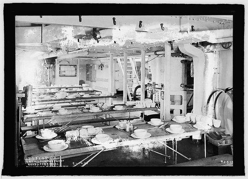 U.S.S. Florida, Crews compartment, ready for a meal, 5/19/20