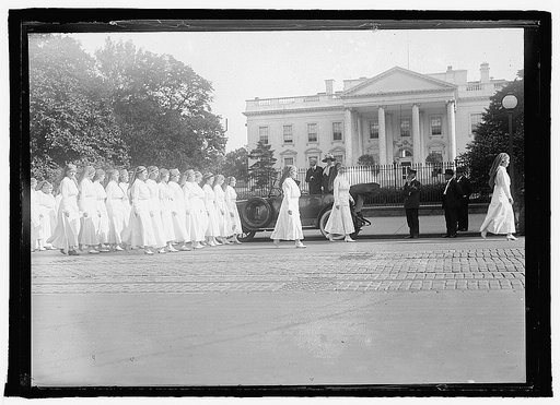 Red Cross parade, May 1918, marching past White House, [Washington, D.C.