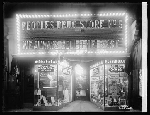 Peoples Drug Store, 8th & H, N.E., [Washington, D.C.], night