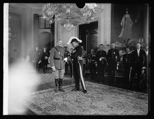Gen'l. Pershing, Sir Aukland Geddes, sword presented by British people