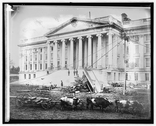 Treasury Dept. (old print): Construction of Treasury, [Washington, D.C.], Feb. 3, 1858