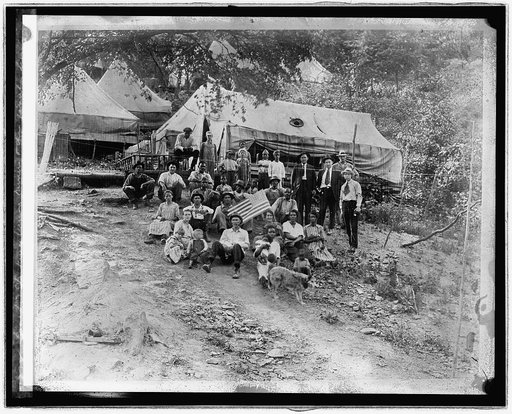 Group of striking union miners & the familys living in tents, Lick Creek, W.Va., [4/12/22