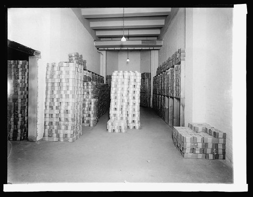 Treasury Dept. , Internal Revenue stamp vault: about 2,500,000 sheets of stamps in this vault when photographed, [1914