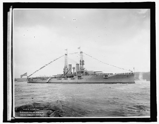U.S.S. Florida, Broadside at Anchor, Navy Yard, N.Y., Oct. 3, 1911
