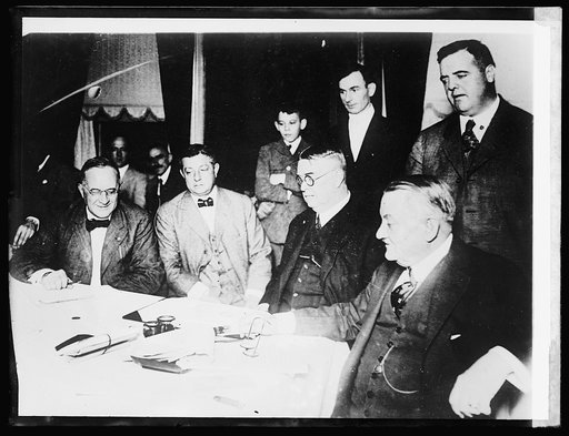 Louis Comiskey son of Chicago club tossing coin to decide opening of World Series, 1919