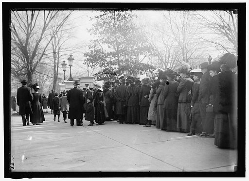 Group of people in line at White House gate, Washington, D.C.