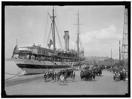 Caskets of dead, brought home by U.S. Hospital Ship S̀olace from the U.S.S. Memphis