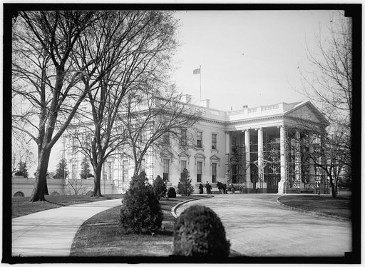 WHITE HOUSE. SCAFFOLDING ON NORTH PORTICO AND EAST SIDE
