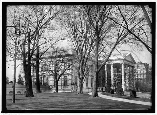WHITE HOUSE. SCAFFOLDING ON NORTH PORTICO AND EAST SIDE