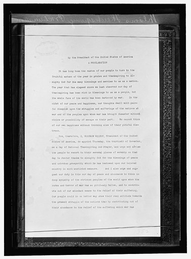 THANKSGIVING. WILSON'S THANKSGIVING PROCLAMATION