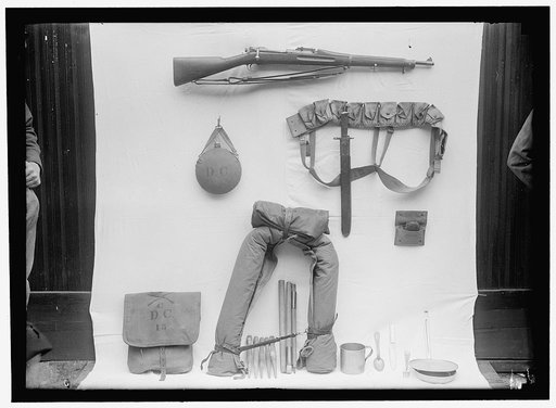 Plattsburg. Reserve Officers Training Camp. Kit taken by D.C. men to Plattsburg