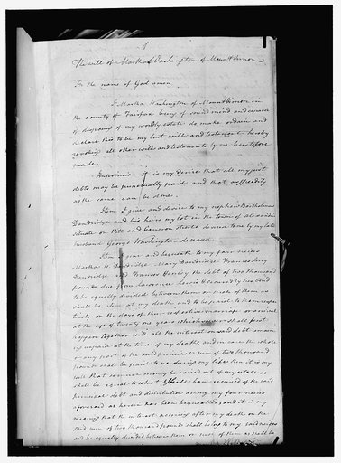 WASHINGTON, MARTHA. HER WILL