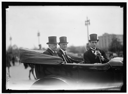 Secretary of State Robert Lansing, left, in automobile