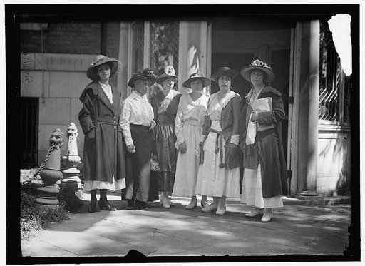 Left to right: Mrs. W. Watson, Miss Lavena[?] Dock, Miss Catherine Flanagan, Miss Edna Dixon, Miss Natalie Gray[?], Miss Lucy Ewing
