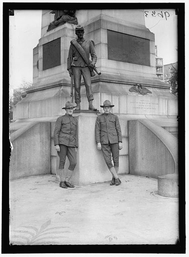 Men in uniform at Sherman Monument, Washington, D.C.