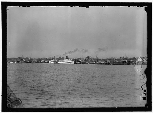 Ships on Potomac River: Three Rivewrs, left, and Northland, right; U.S. Capitol dome visible in distance