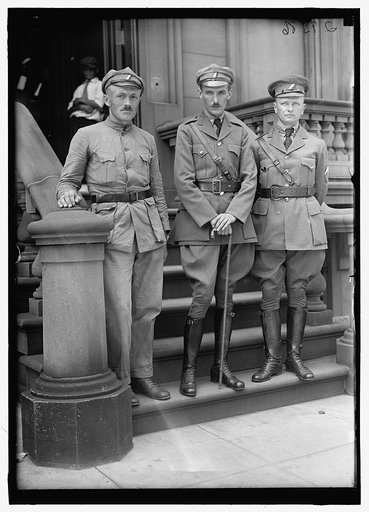 Members of the Czecho-Slovak Legion including Captain Vladimir Hurban (center) and Lieutenant F. Danielovsky (right), visiting Washington, D.C. in 1918 or 1919