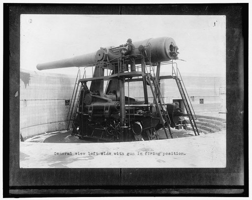 General view left side with gun in firing position