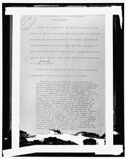 Wilson's War Proclamation