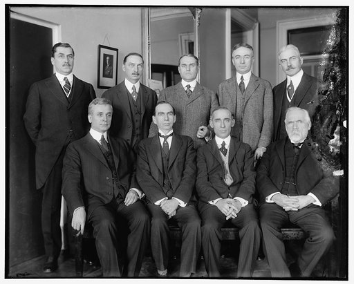 Excess Profits Advisory Board, 1st row, L to R: Hon. C. Hull, Daniel C. Roper, T.S. Adams; 2nd Row: E.T. Meredith, Wallace D. Simmimns, Stuart W. Crammer, J.E. Sterrett, S.R. Beetra