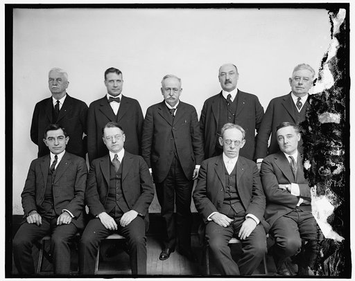 Railroad Labor Board Seated, l to r: A.C. Wharton; G.W.W. Hagner; J. James Forrestor and Harry T. Hunt. Standing, Horace Baker; Albert Phillips; R.M. Barton, Chairman; William L. Park and J.H. Elliott