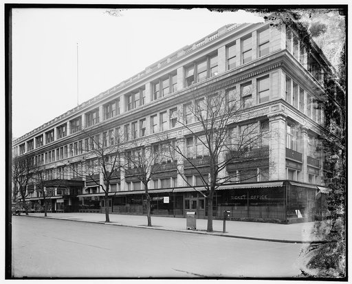 Building with Baltimore & Ohio, and Pennsylvania Railroad ticket office