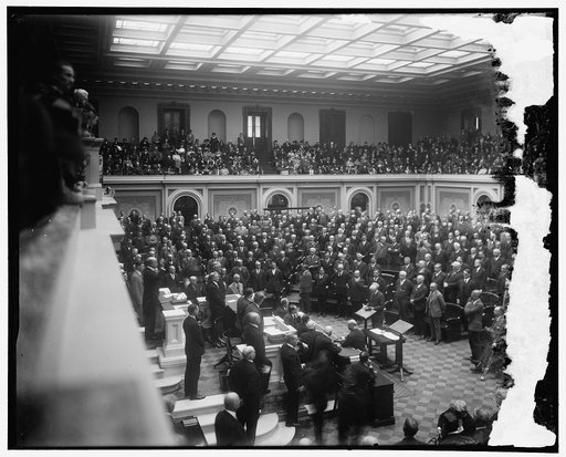 New Speaker of the House sworn in. The new Speaker of the House, Rep. Nicholas Longworth, Republican from Ohio, being sworn in at the opening of the 69th Congress, Dec. 4th. Mr. Longworth can be seen at the extreme left in the photograph