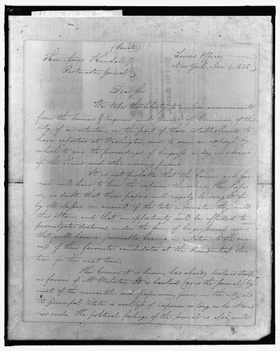 NEW YORK TIMES. 1835 LETTER