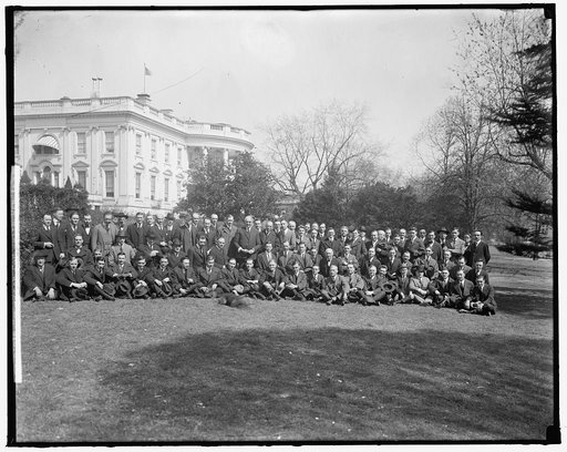 HARDING, WARREN G. WITH NEWSPAPER CORRESPONDENTS