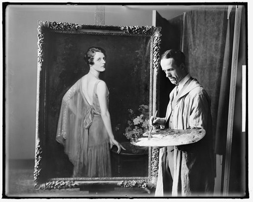 CHANDOR, DOUGLAS. ARTIST WITH PAINTING