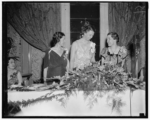 Ruth Van Deman, Vice Pres. of the club; Mrs. Roosevelt; Mary Hornday, Pres. of the Women's National Press Club