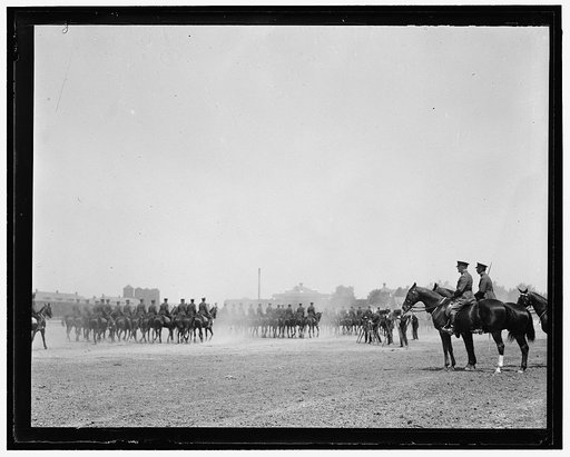 Pershing & Col. Rivers reviewing the Third Regiment Cavalry at the celebration of its 76th birthday anniversary. May 25
