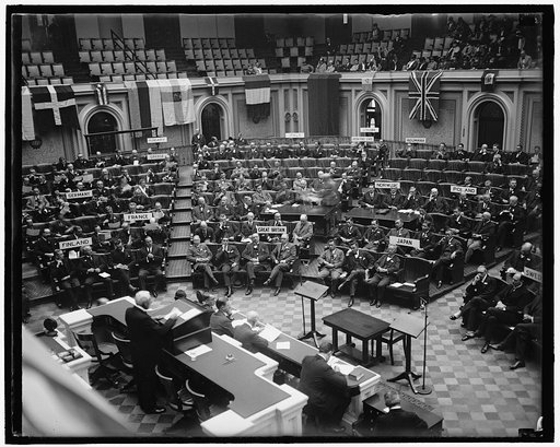 The opening session of the twenty-third conference of the Interparliamentary Union, October 1, 1925 in the House of Representatives, United States Capitol Building. The picture is shown looking from the press gallery made during the address of welcome by Secretary of State Frank B. Kellogg
