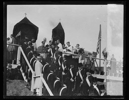 Clergymen at outdoor religious service