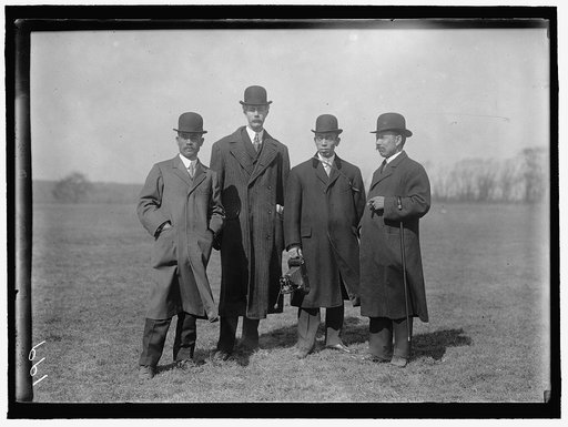 CURTISS AIRPLANE. TESTS OF CURTISS PLANE FOR ARMY. JAPANESE WATCHING TESTS: COMDR. SAITO; UNIDENTIFIED; COMDR. TOKUTARO HIROGA; COL. K. INOUYO