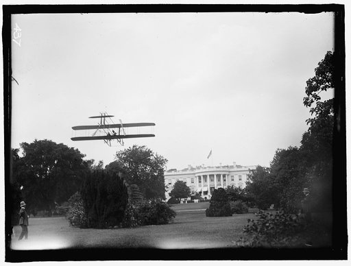 ATWOOD, HARRY. AVIATOR. RISING FROM WHITE HOUSE LAWN IN WRIGHT TYPE B PLANE, JULY, 1911