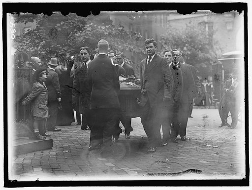 HARLAN, JOHN MARSHALL. ASSOCIATE JUSTICE, U.S. SUPREME COURT, 1877-1910. FUNERAL AT NEW YORK AVENUE PRESBYTERIAN CHURCH. CASKET