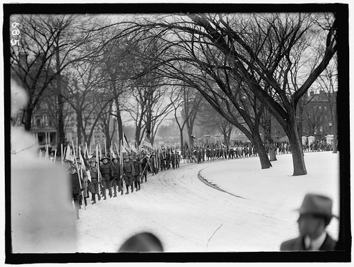 BOY SCOUTS. VISIT OF SIR ROBERT BADEN-POWELL TO D.C. REVIEWING PARADE FROM WHITE HOUSE PORTICO