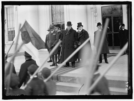 BOY SCOUTS. VISIT OF SIR ROBERT BADEN-POWELL TO D.C. REVEIWING PARADE: BADEN-POWELL; MAJ. BUTT, REAR; PRESIDENT TAFT; BRYCE; LIVINGSTONE