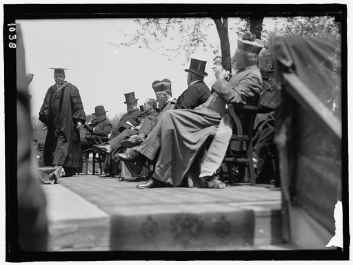 CARROLL, JOHN. STATUE AT GEORGETOWN UNIVERSITY, DEDICATED MAY 4, 1912. CHIEF JUSTICE WHITE AND CARDINAL GIBBONS AT DEDICATION