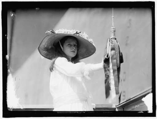 U.S.S. TEXAS; SPONSOR AT LAUNCHING, MAY 18. LYON, CLAUDIA, OF TEXAS