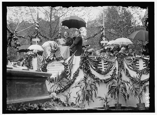 LONGFELLOW, HENRY WADSWORTH. DEDICATION OF STATUE. REV. ALEXANDER MACKEY SMITH AND REV. CHARLESWOOD; GEN. GREELEY SEATED NEAR RIGHT
