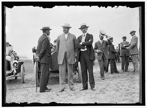 WRIGHT FLIGHTS, FORT MYER, VA, JULY 1909. SPECTATORS: ROBERT BACON; SEC. OF WAR DICKINSON; SEN. ELIHU ROOT