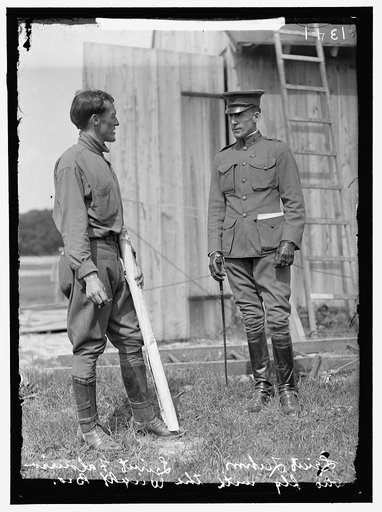 WRIGHT FLIGHTS, FORT MYER, VA, JULY 1909. FIRST ARMY FLIGHTS; LT. FRANK LAHM AND LT. FONLOIS