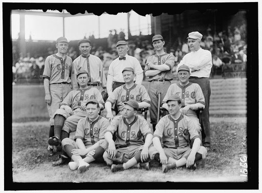 BASEBALL, CONGRESSIONAL. FRONT ROW: KINKEAD OF NEW JERSEY; PAT HARRISON; MURRAY OF MASSACHUSETTS. 2ND ROW: UNIDENTIFIED; EDWARDS OF GEORGIA; McDERMOTT OF ILLINOIS; REAR ROW: WHITE OF OHIO; UNIDENTIFIED; TOM REILLY OF CONNECTICUT; WEBB OF NORTH CAROLINA; RAUCH OF INDIANA